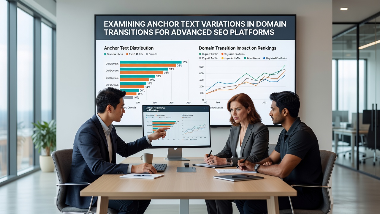 Graph showing anchor text variation shifts before and after domain migration events tracked by SEO platforms